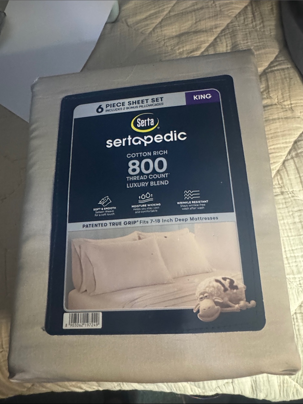 Pedic 800 TC Cotton Rich King Sheet Set in Light Tan